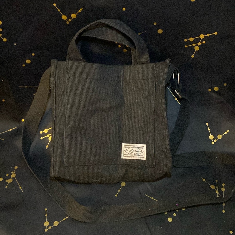 Letu Black Corduroy Small Tote Bag